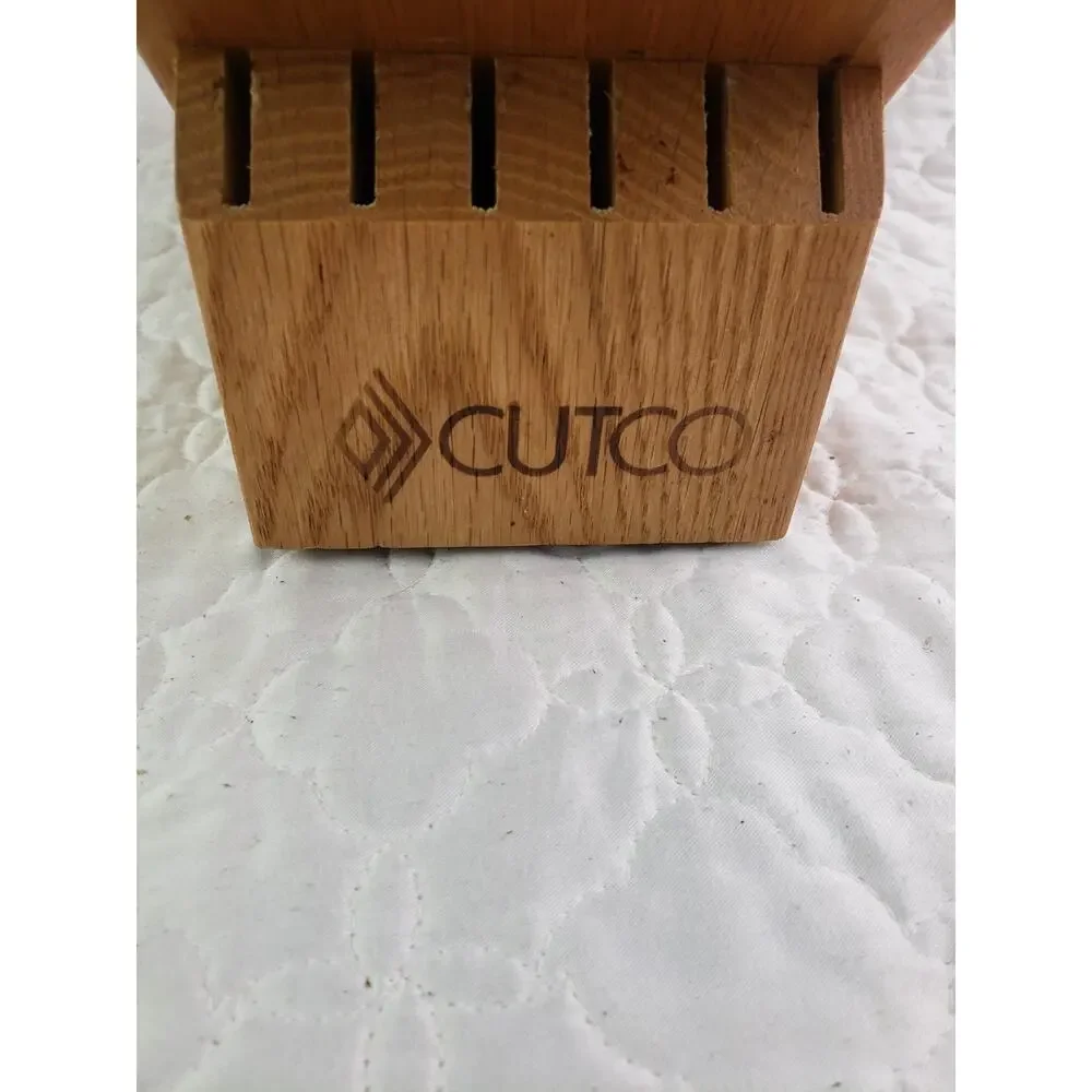 Cutco 13 Slot Solid Oak Knife Block 12 Knives 1 Sharpener Hole USA